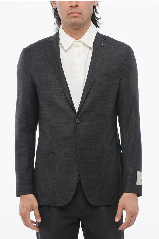 Corneliani Cc Collection Virgin Wool Right Blazer In Black