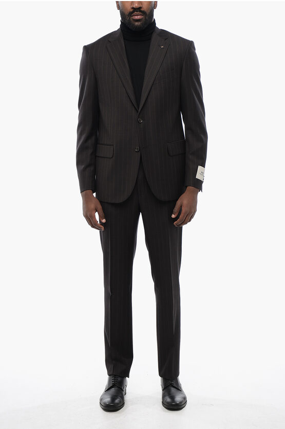Corneliani Cc Collection Virgin Wool Right Pinstriped Suit