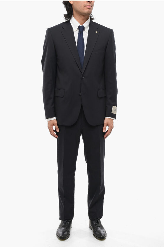 Corneliani Cc Collection Virgin Wool Right Suit With Notch Lapel In Black