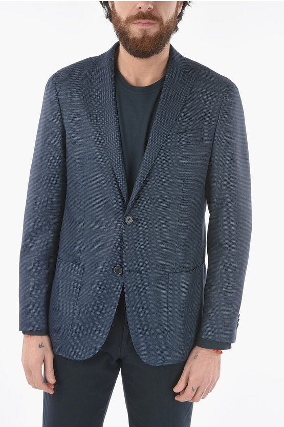 Corneliani Cc Collection Virgin Wool Side Vents Notch Lapel Right 2-but In Blue