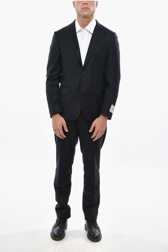 Corneliani Cc Collection Virgin Wool Side Vents Notch Lapel Suit In Black