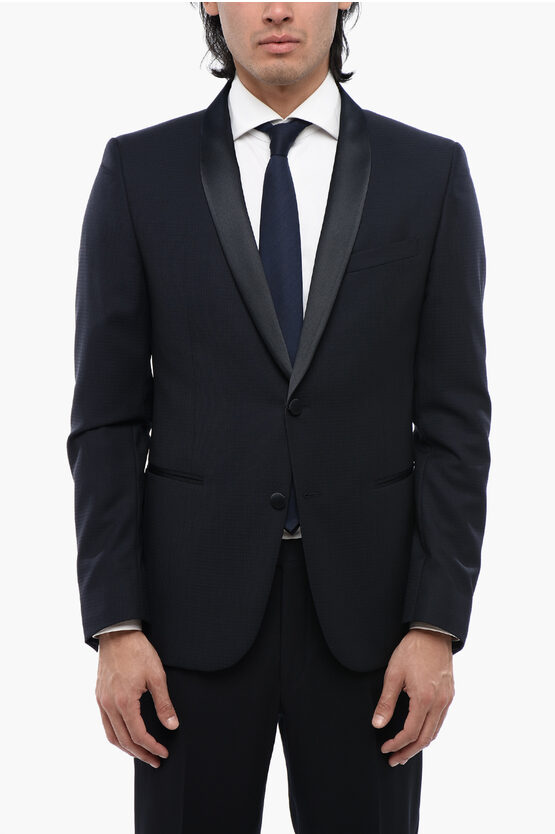 Corneliani Cc Collection Virgin Wool Side Vents Shawl Lapel Tuxedo Blaz