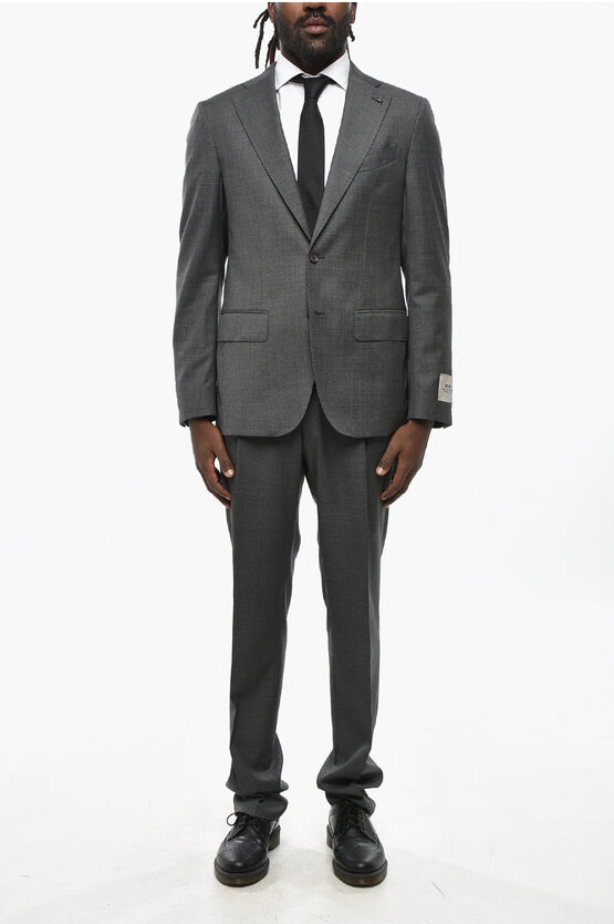 Corneliani Cc Collection Virgin Wool Suit With Notch Lapel In Gray