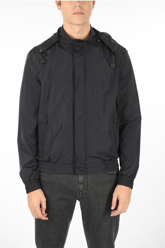 Shop Corneliani Cc Collection Windbreaker Jacket With Removable Hood And Hid