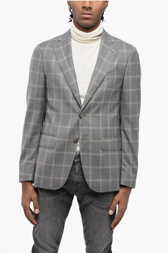 CORNELIANI CC COLLECTION WINDOWPANE CHECK VIRGIN WOOL BLAZER 