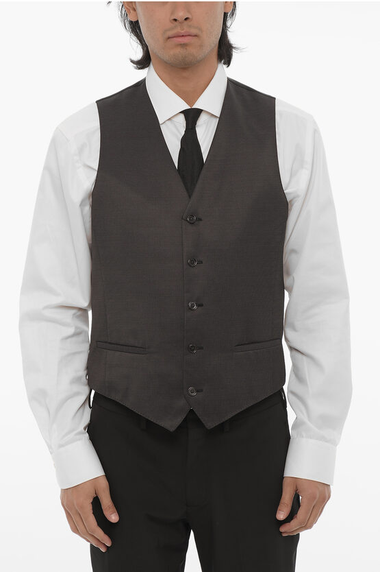 Corneliani Cc Collection Wool Blend Cerim.reset Waistcoat With Jetted P In White