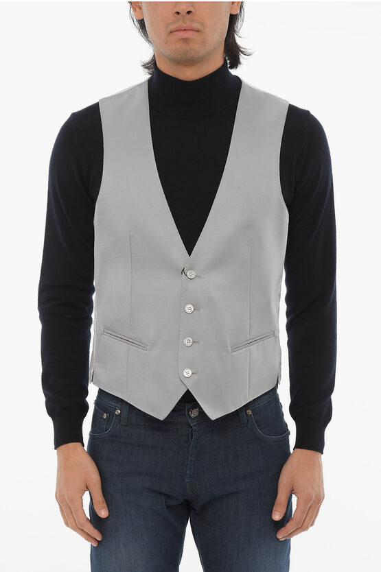 Corneliani Cc Collection Wool Blend Cerim.reset Waistcoat With Jetted P In Gray