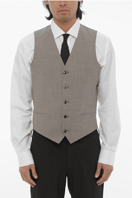 Corneliani Cc Collection Wool Blend Reset Waistcoat With Back Adjuster In Black