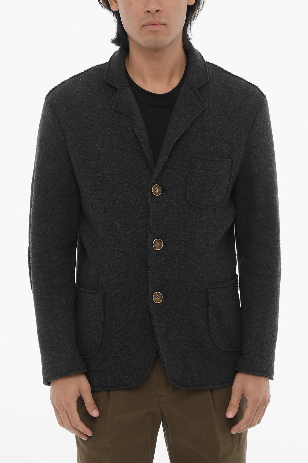 Corneliani CC COLLECTION Wool Blend Unlined Blazer with 3