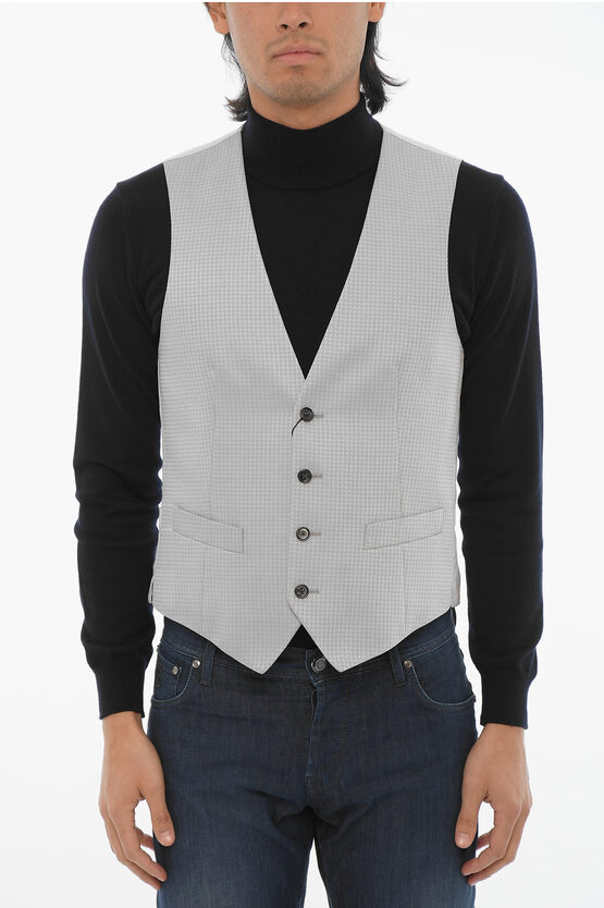 Corneliani Cc Collection Wool Blend Waistcoat With Contrasting Buttons In Gray