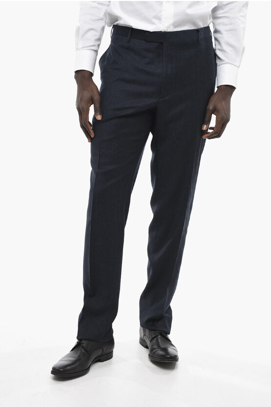 Corneliani Cc Collection Wool Right Pants With Belt Loops In Black