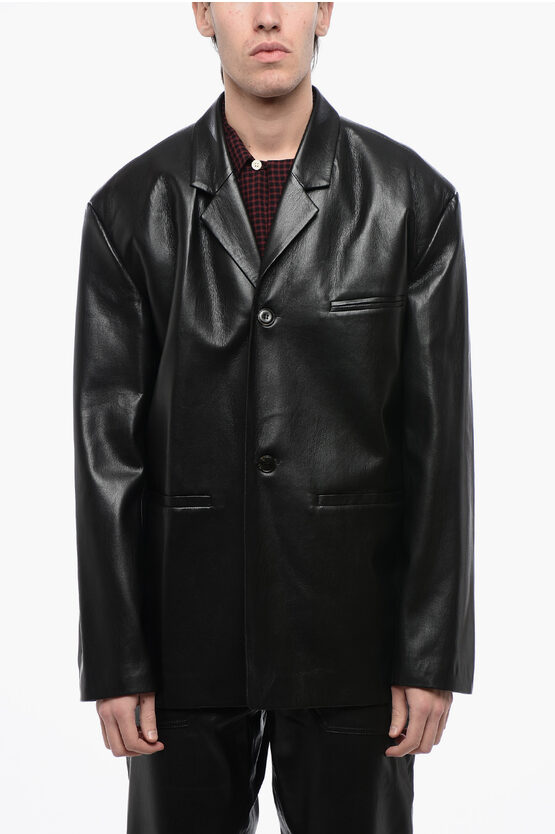 Nanushka Center Vent Faux Leather Sanco Blazer