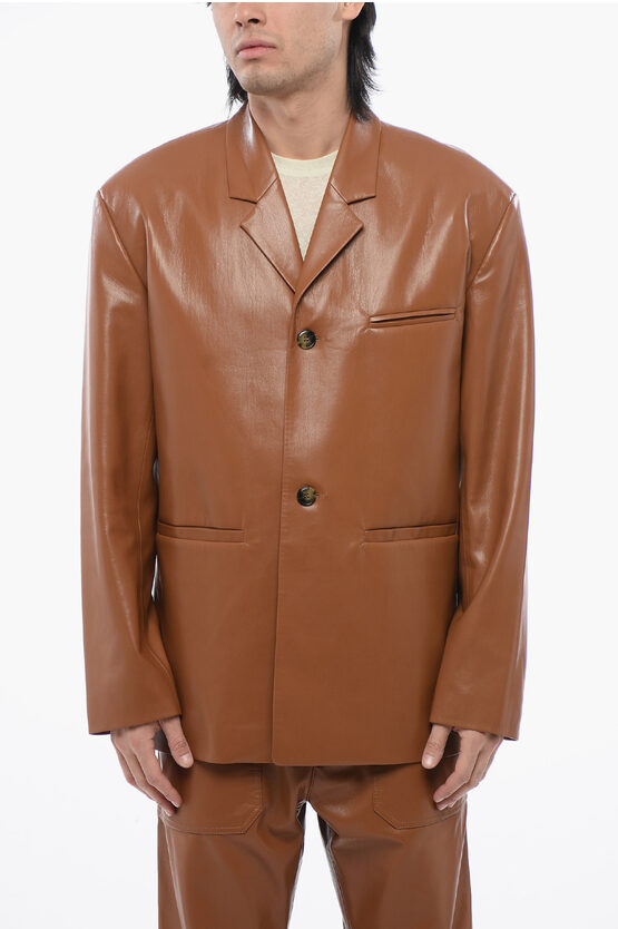 Nanushka Center Vent Faux Leather Sanco Blazer
