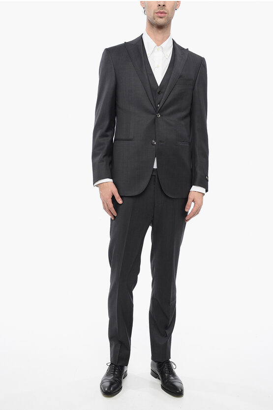 Corneliani Center Vent Peak Lapel Cerim.academy 3 Piece Waistcoat Suit