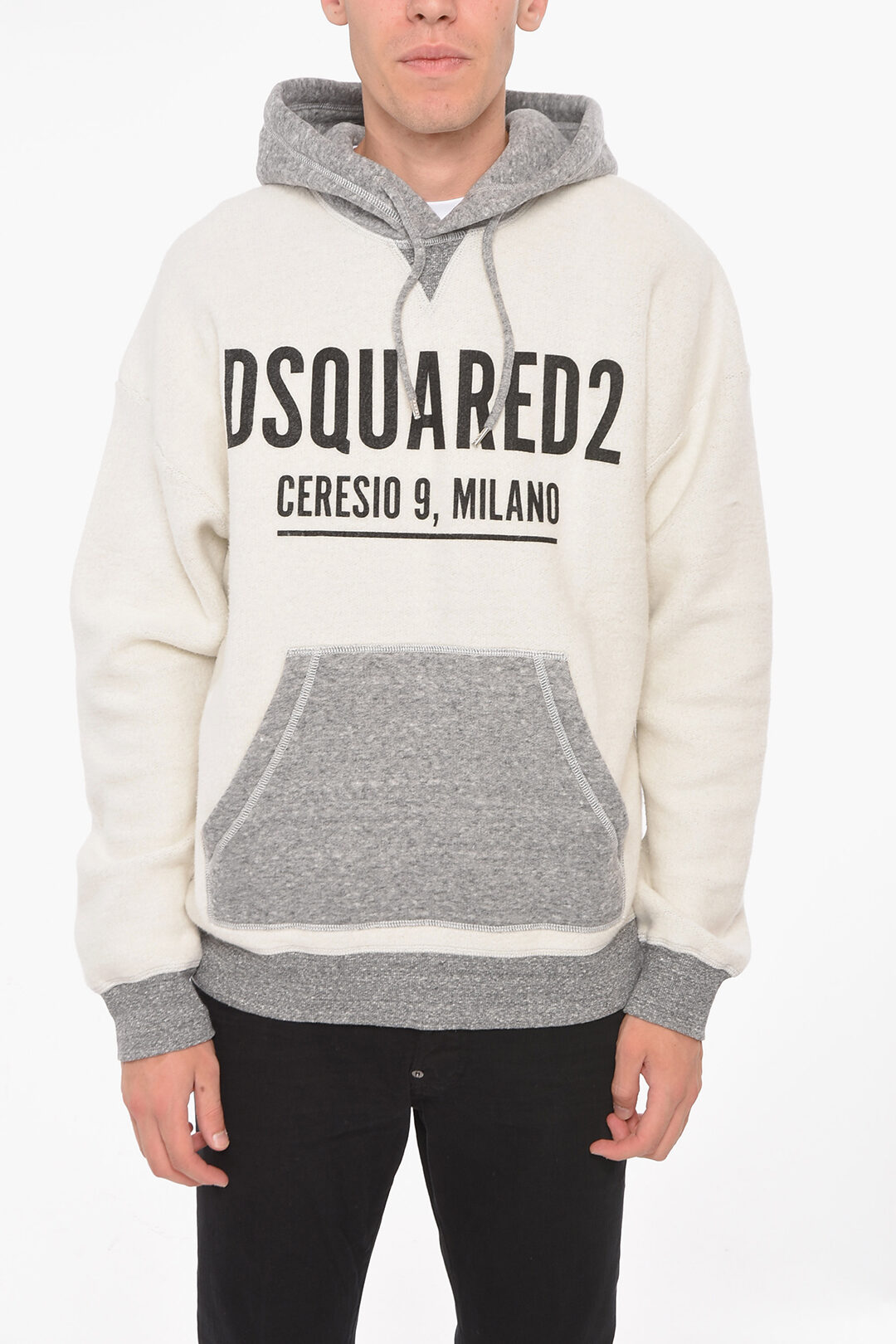 CERESIO 9 Fleeced-cotton MIKE Hoodie with Print