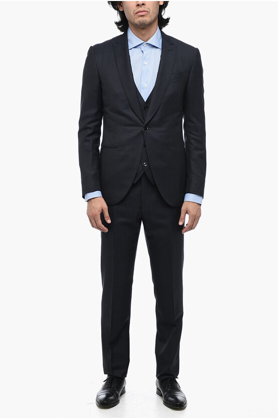 Shop Corneliani Cerimonia 3-piece Pin Point Wool Blend Suit