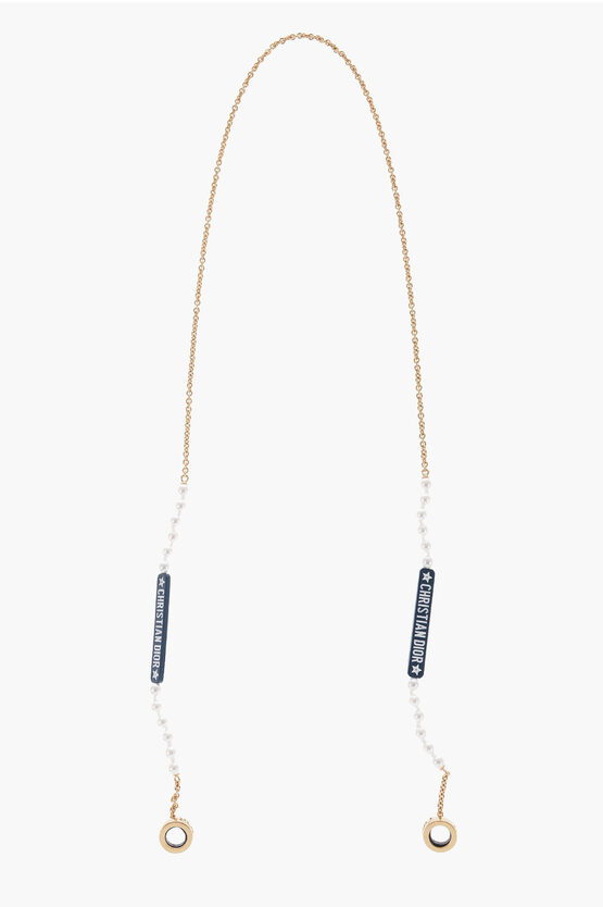 Shop Dior Chain Airpords Holder Necklace With Decorative Beads