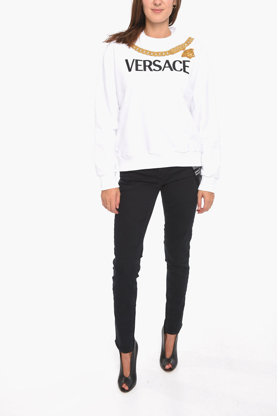 その他 VERSACE FW19 CREW NECK SWEATSHIRT (A84808_A227994A1001) Versace Men's Royal Blue Logo Print Crewneck Sweatshirt | eBay