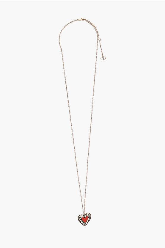 Shop Dior Chain Necklace With Heart-shaped Charm
