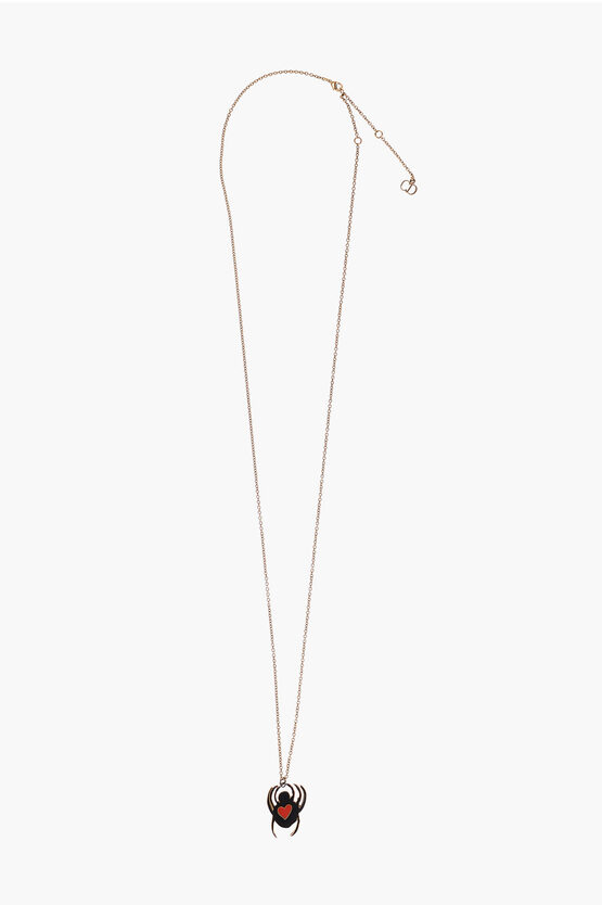 Shop Dior Chain Necklace With Spider-shaped Charm