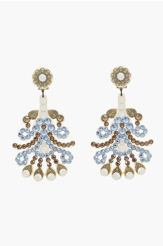 Peris Chandelier Earrings Embellished With Rhinestones And Golden In Multi