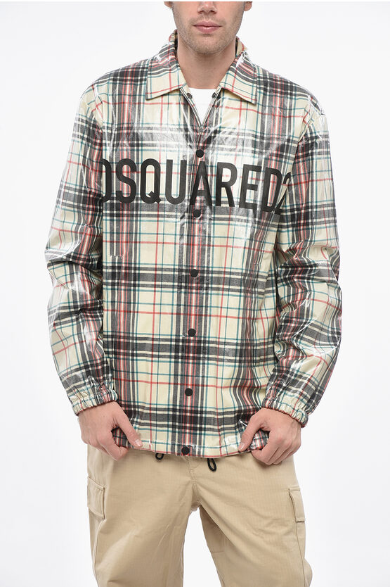 Dsquared2 Check Brushed Cotton Coach Overshirt In Multi