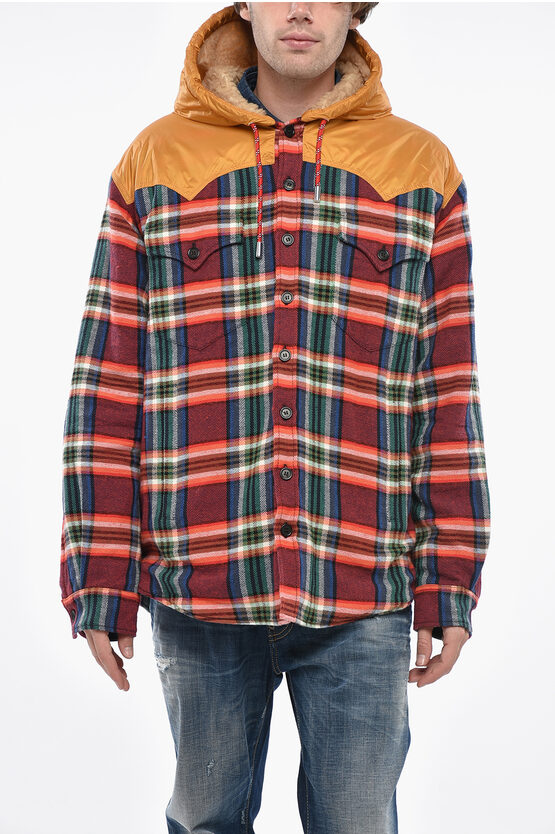 Dsquared2 Check Canadian Overshirt With Hood And Padded Detail In Multi