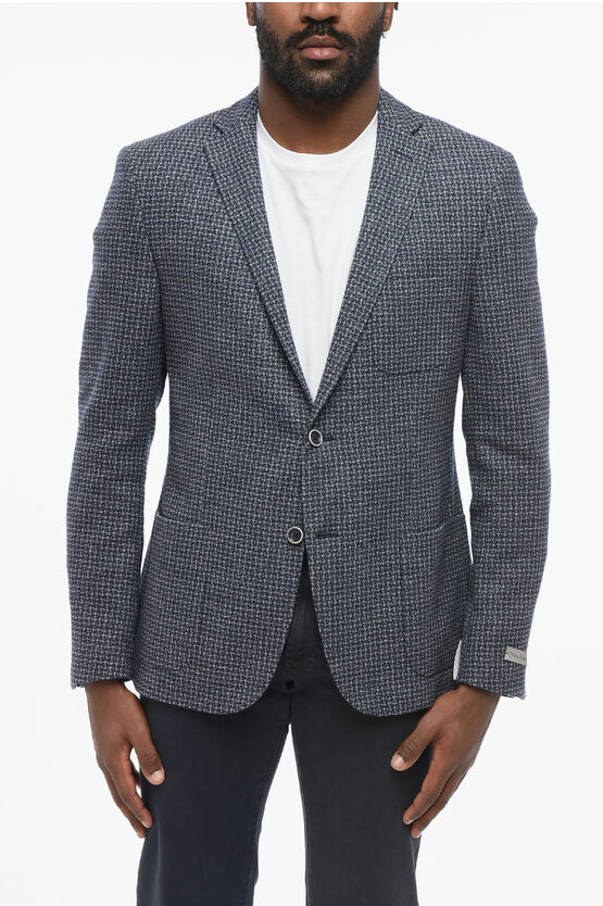 NINO DANIELI CHECK MOTIF BLAZER WITH PATCH CHEST POCKET