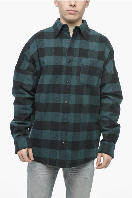 Palm Angels Check-patterned Overshirt In Green