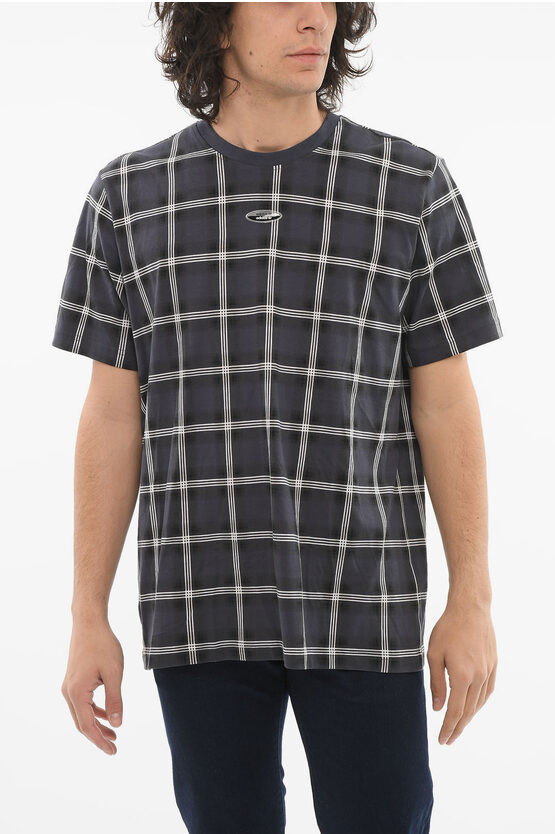 Adidas Originals Check Patterned T-shirt With Logoed Application In Black