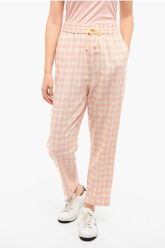 Forte Forte Check Printed Pants With Coulisse In Pink