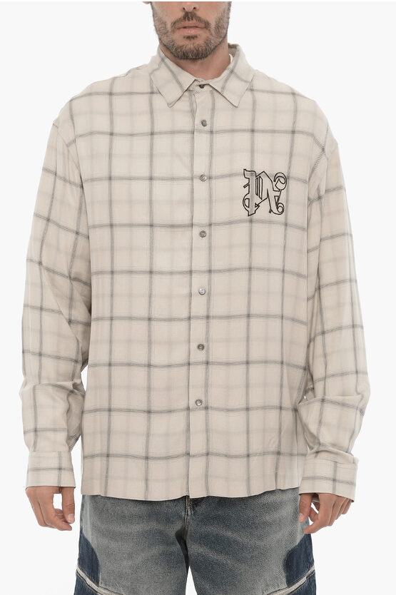 Shop Palm Angels Checked Casual Shirt With Embossed Monogram
