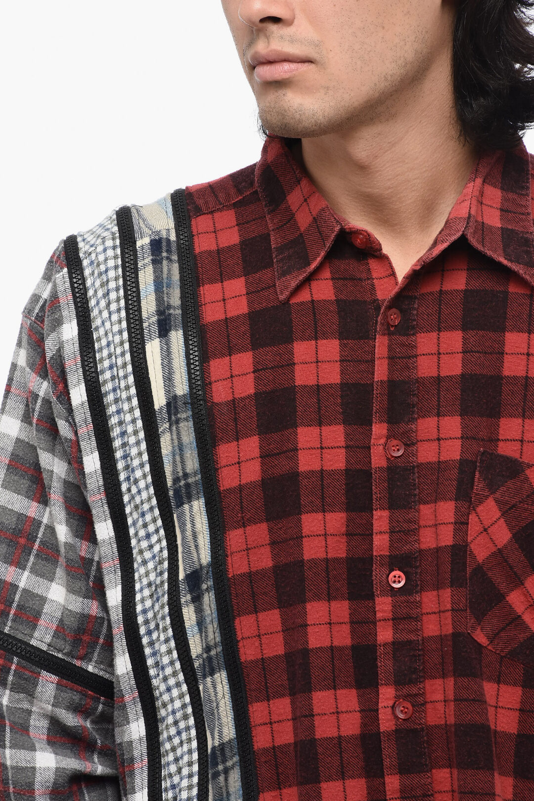 Needles Checked Caual Shirt with Multi Zip men - Glamood Outlet