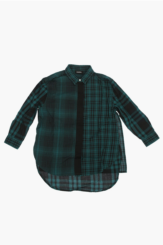 Diesel Checked Cgarz Shirt With Snap Buttons Closure In Green