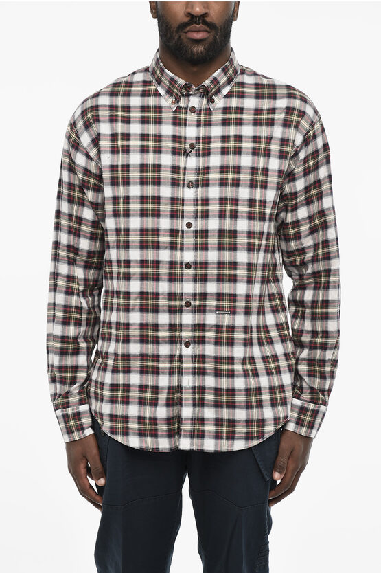 DSQUARED2 CHECKED COTTON BUTTON DOWN SHIRT