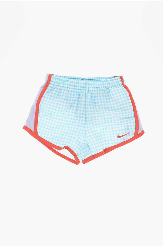 Nike Checked Dri-fit Shorts With Perforated Side Details In Blue