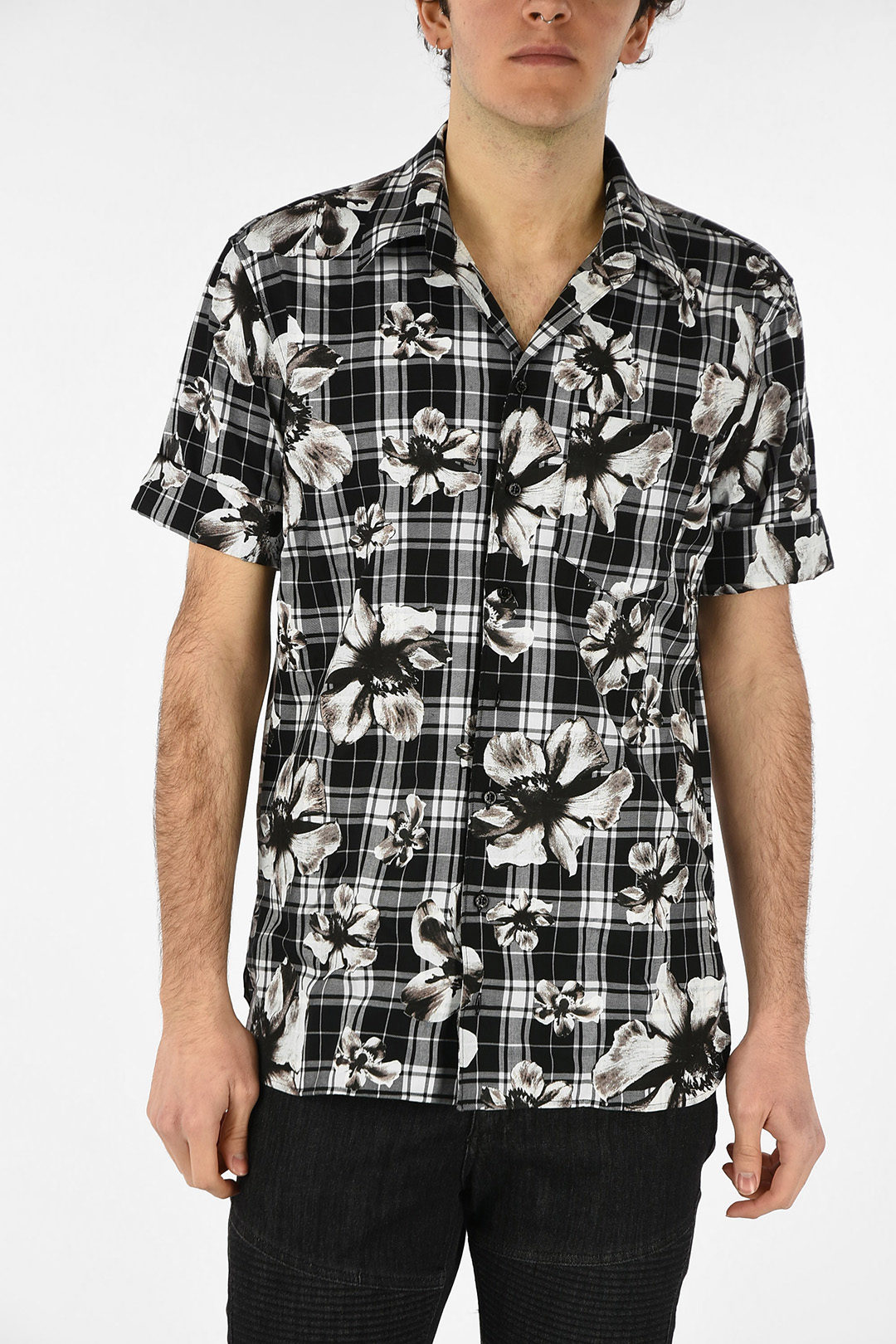 Neil Barrett Checked Floral Shirt men 