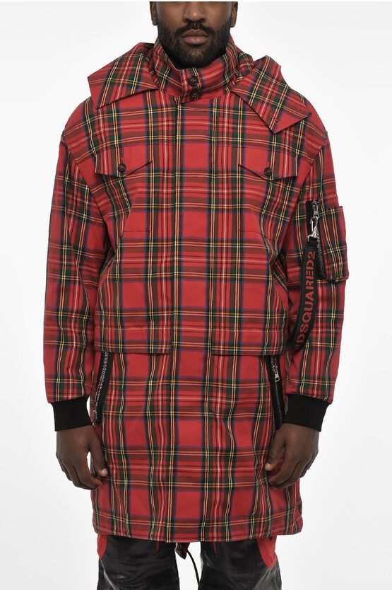 Dsquared2 Checked Maxi Coat With Hidden Closure