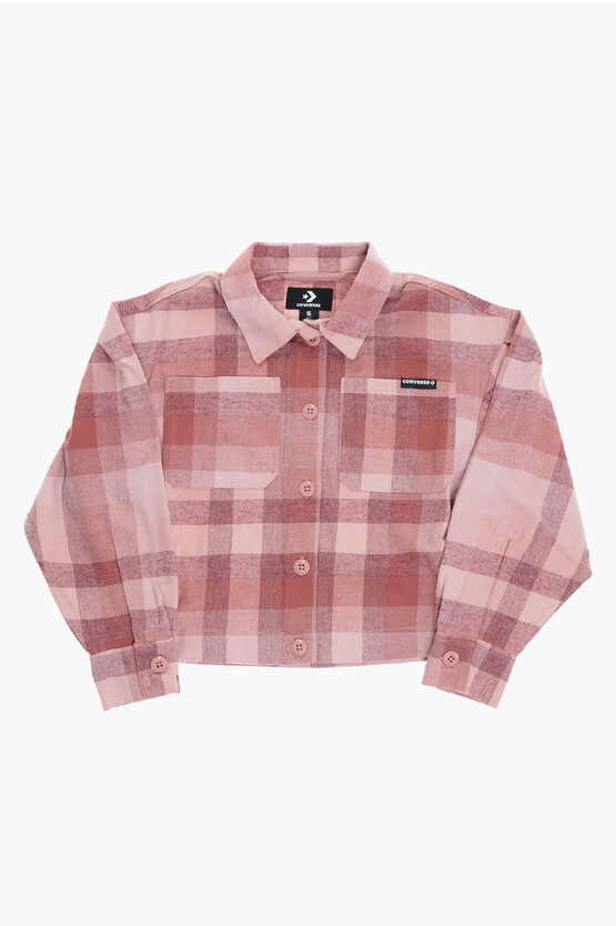Converse Checked Relaxed Boxy Overshirt With Double Breast Pocket In Multi