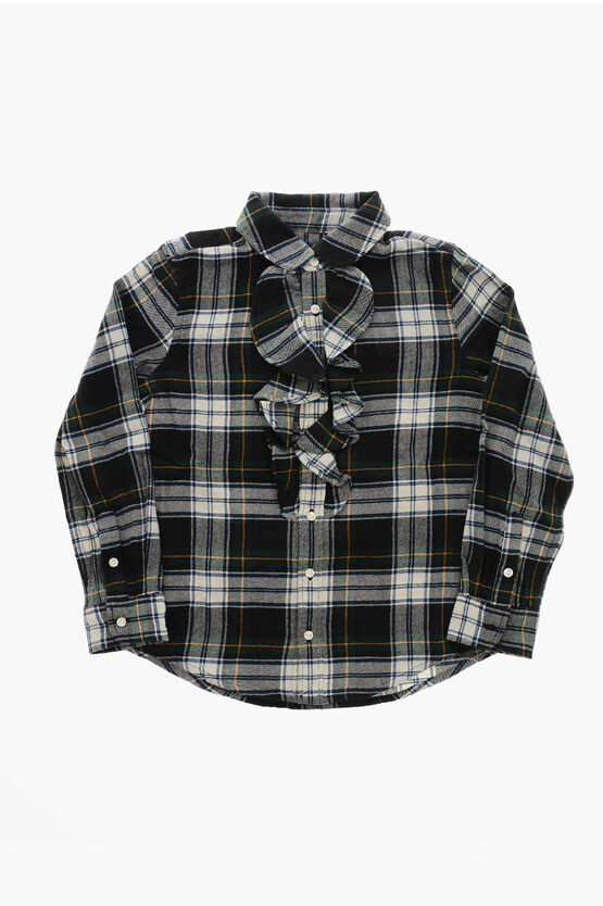 Polo Ralph Lauren Checked Shirt With Ruffled In Black