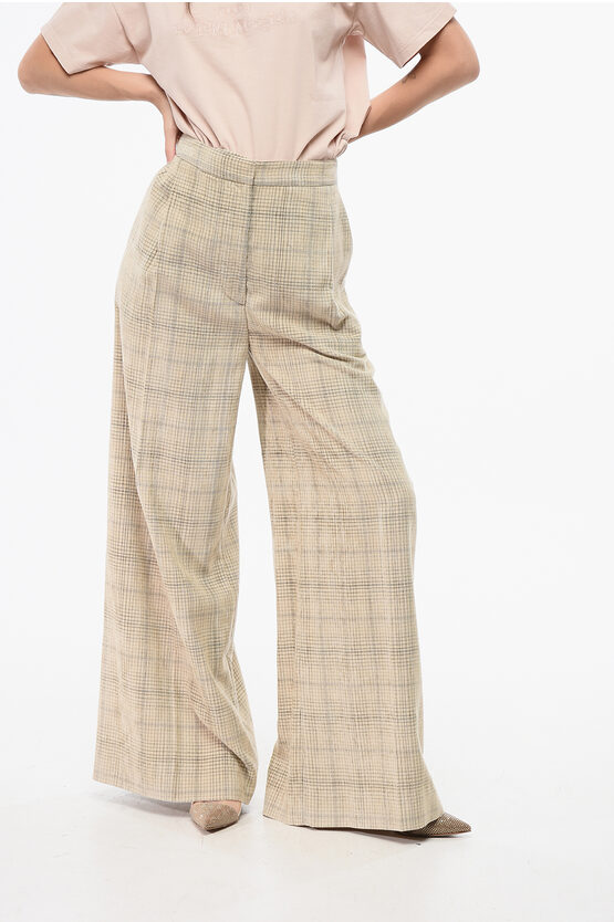 Lardini Checked Velovet Palazzo Pants