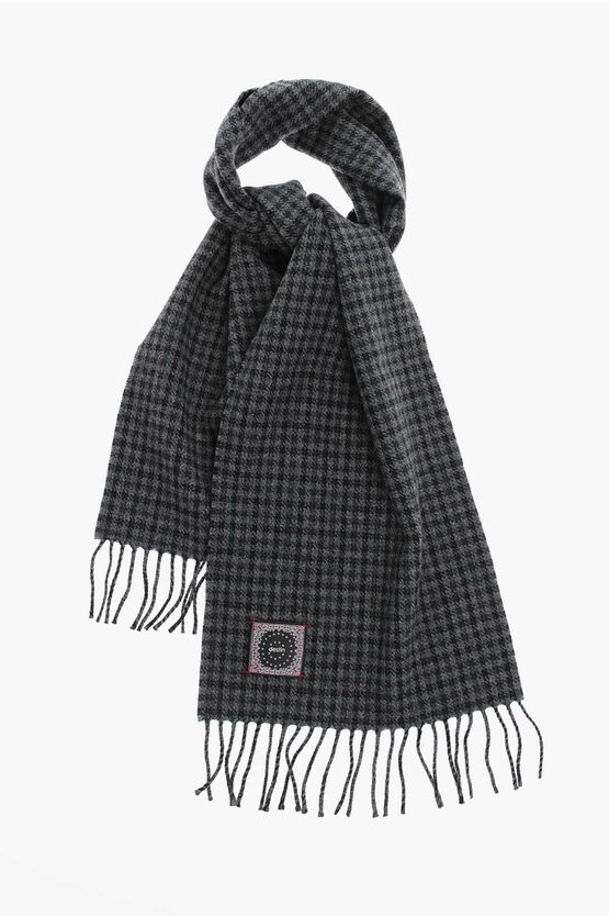 Destin Checked Wool And Cashmere Scarf In Black