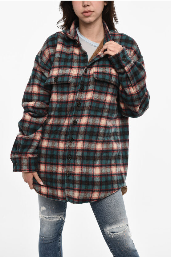 Dsquared2 Checked Wool Blend Overshirt With Breast Pocket