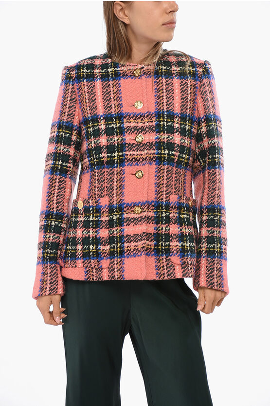 Gucci Checked Wool Stretch Blazer With Golden-effect Buttons