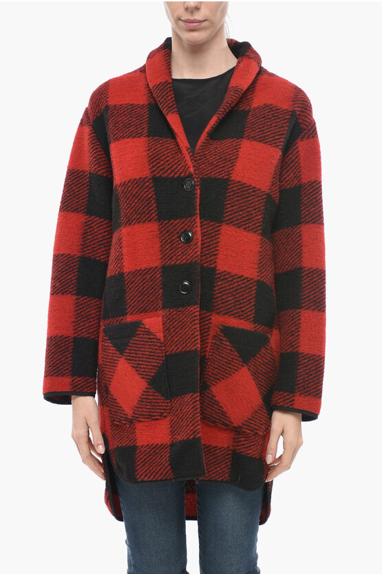 Woolrich Checkered Gentry Coat In Red