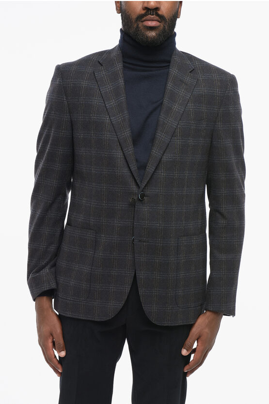 NINO DANIELI CHECKERED HALF-LINED WOOL BLEND SINGLE BREASTED BLAZER