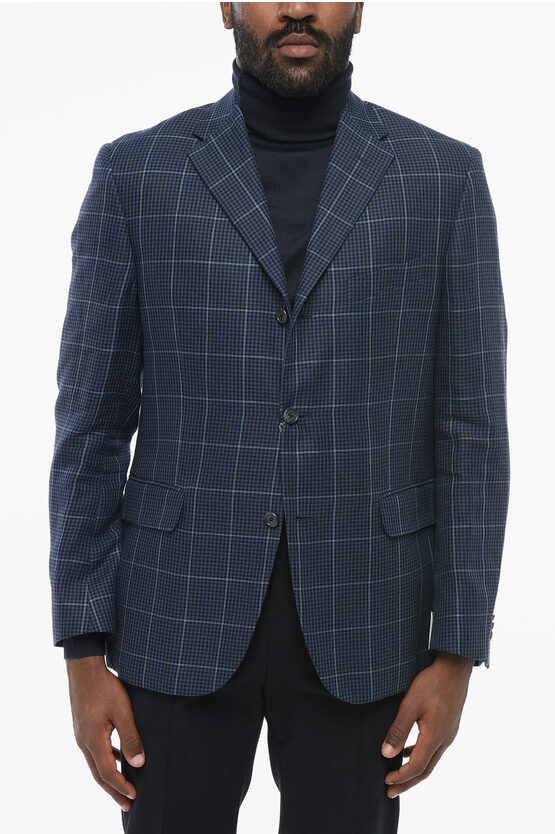 Nino Danieli Checkered Linen Blend Half-lined Blazer