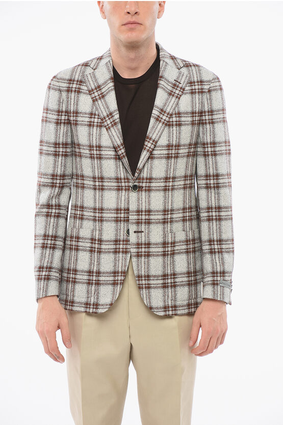 Nino Danieli Checkered Motif Single Breasted Blazer With Patch Pockets In Multi