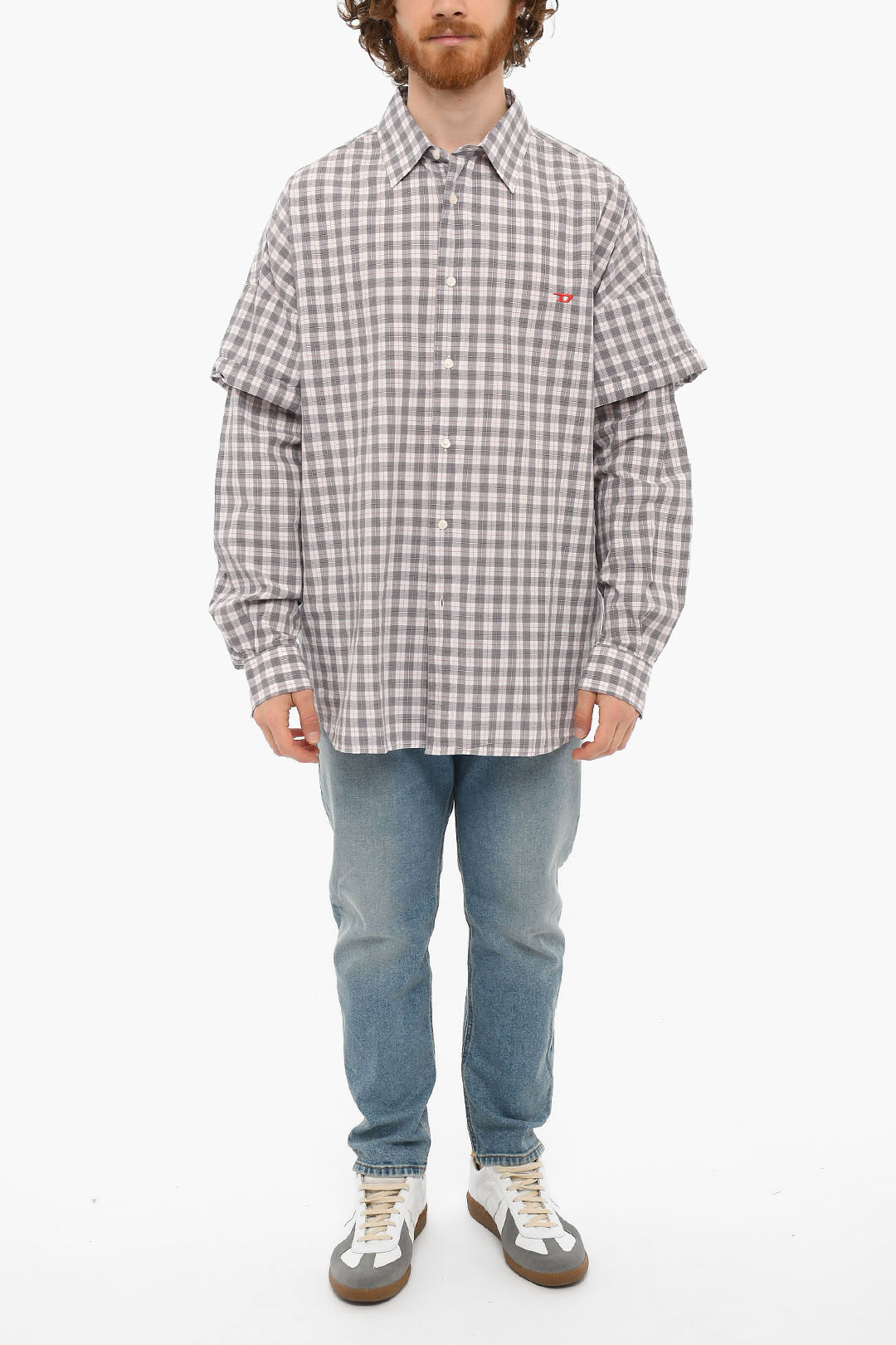 人気が高い  S-DOUBLER Checkered Diesel Shirt men Sleeves Double With トップス