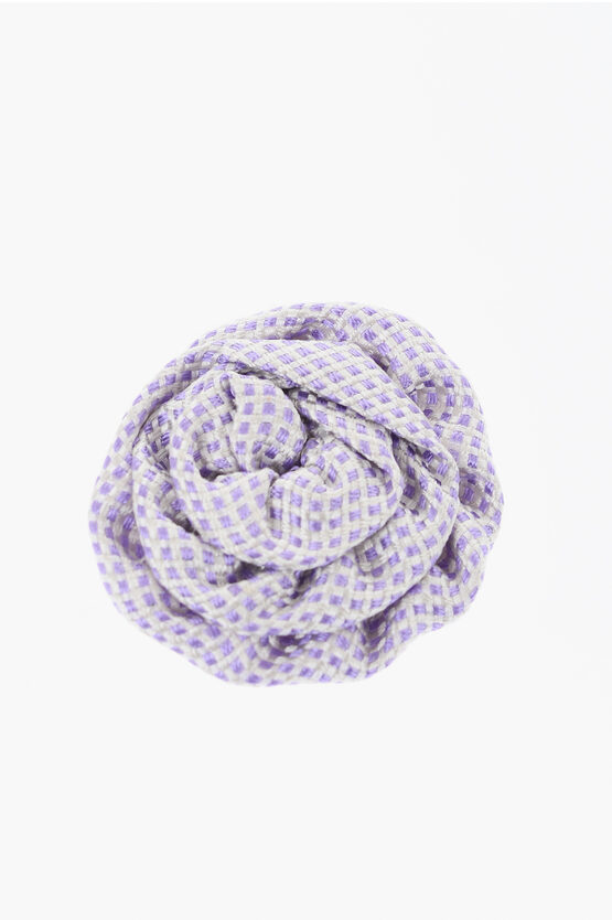 Corneliani Checkered Silk Lapel Brooch